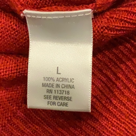 Dressbarn red fold over shoulder tasseled lightweight sweater sz large - Picture 10 of 13